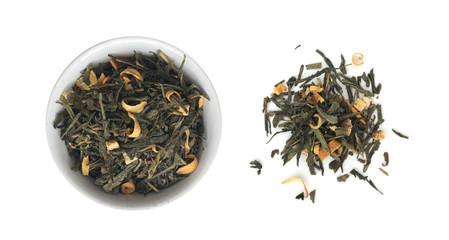 Heap of Dry Green Tea with Additives