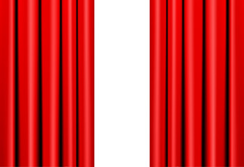 Red Curtain On Theater Or Cinema Stage on White. Vector Illustration