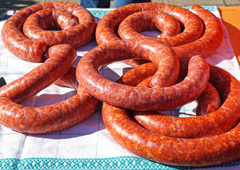 Raw sausages ready to cook