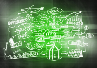 Business backdrop with sketches