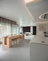 Luxury apartment, wooden dining table