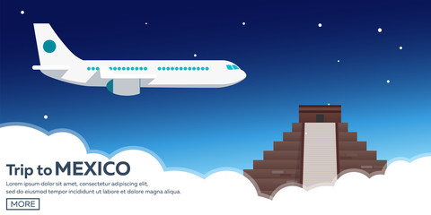 Travel to Mexico. America. Chichen Itza. Vector illustration.