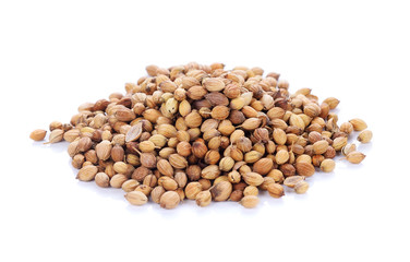 Coriander seeds isolated on white background