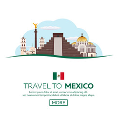 Travel to Mexico. America. Chichen Itza. Vector illustration.