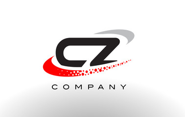Fototapeta CZ Modern Letter Logo Design with Red Dotted Swoosh obraz