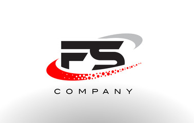 FS Modern Letter Logo Design with Red Dotted Swoosh