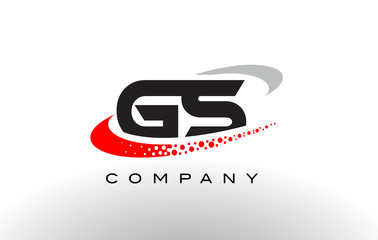 GS Modern Letter Logo Design with Red Dotted Swoosh