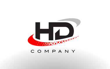 Fototapeta premium HD Modern Letter Logo Design with Red Dotted Swoosh