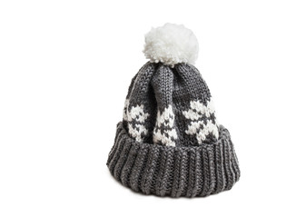 winter knitted cap isolated on white background