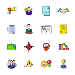 Human resources icons set cartoon