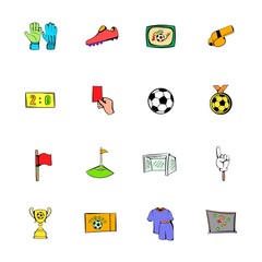 Soccer icons set cartoon