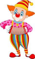 Cartoon clown playing accordion,