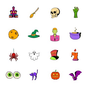 Halloween set icons set cartoon