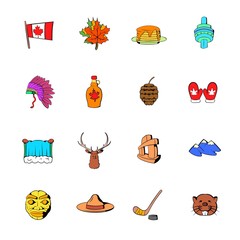 Canada icons set cartoon