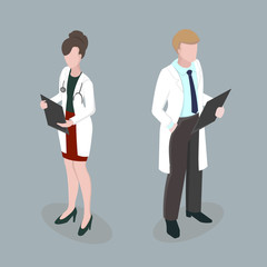 Medical staff Meeting doctors 3d isometric disign vector illustration