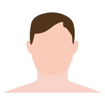 Human head, man face in flat style. Vector illustration. Front view.