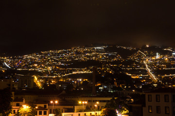 Fototapeta na wymiar Beautiful night view of the capital of Madeira Funchal, Portugal