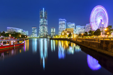 Cityscape of Yokohama at night, Japan
