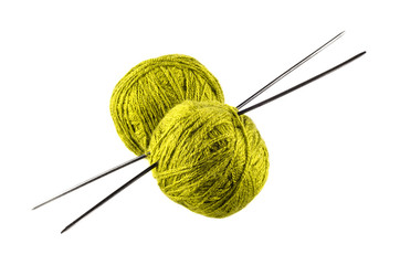 green yarn for knitting with spokes
