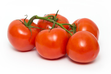 group of red tomatoes isolated on white