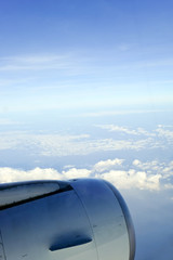 Fototapeta na wymiar View from an airplane window.