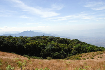 Fototapeta na wymiar View of Mountains,Kew Mae Pan a nature trail, the highest point in Thailand.