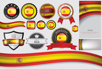 Fototapeta premium Made in Spain Seal, Spanish Flag (Vector Art)