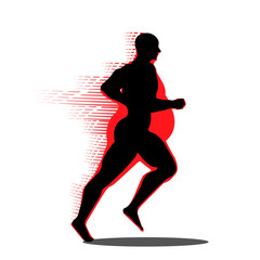 Fat man turning into Thin designed on red background graphic .