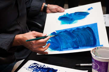 Graphic Designer Painting Blue Art