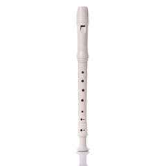 White plastic flute. Studio shot isolated on white