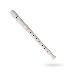 White plastic flute. Studio shot isolated on white