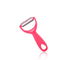 New pink paring knife duo slice. Studio shot isolated on white