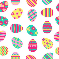 Easter seamless pattern with painted eggs.