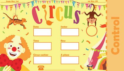 Ticket to circus - vector clip art on white isolated