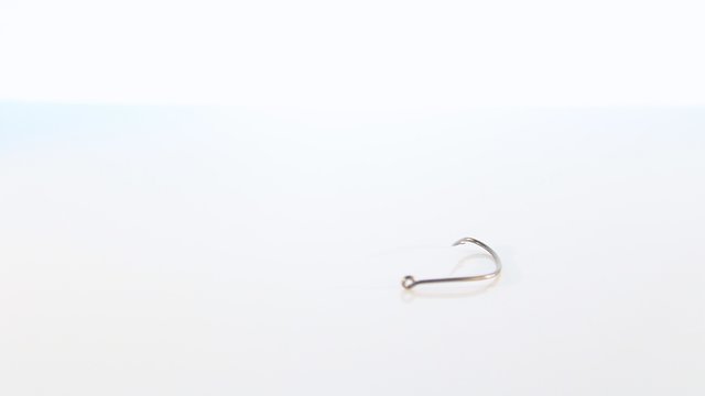 Silver Fish Hook on a Plain White Background