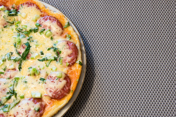 pizza top view, home cuisine