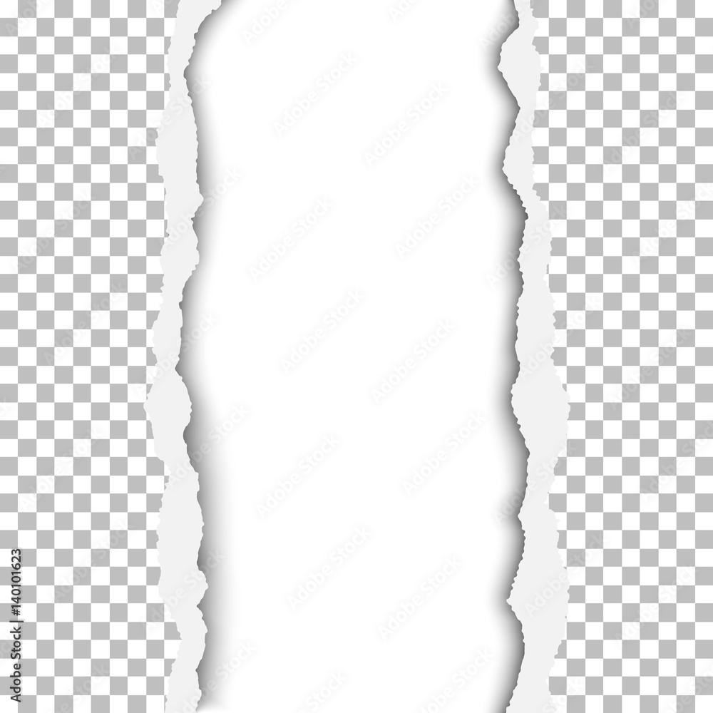 Wall mural vector ragged vertical lane in transparent and checkered paper sheet. background of the resulting wi