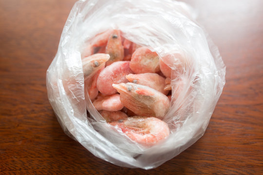 Frozen Shrimp In A Package, Close-up