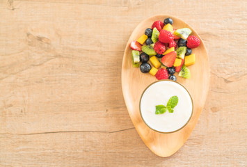yogurt with mixed fruit (strawberry, blueberries, raspberry, kiwi, mango)