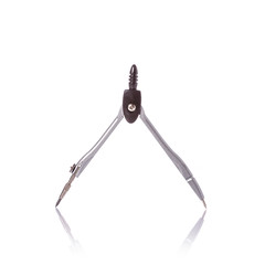New silver dividers school tool. Studio shot isolated on white