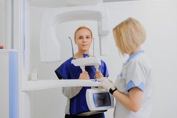 woman patient make an digital X-ray