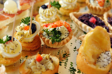 Appetizers. Vol-au-vent. Catering. Buffet.