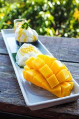 mango sticky rice, famous Thai dessert