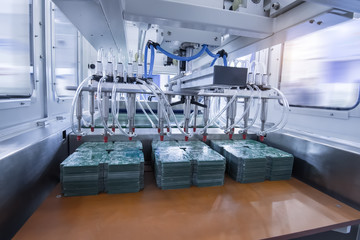 PCB Processing on CNC machine working in factory