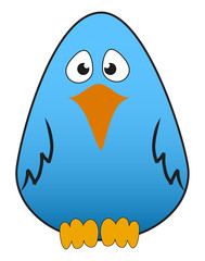 Cartoon blue bird, vector illusration