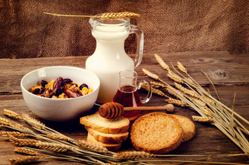 cereal, milk and honey