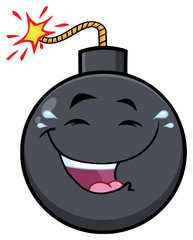 Happy Bomb Face Cartoon Mascot Character With Smiling Expressions. Illustration Isolated On White Background