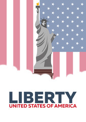 Liberty. Statue of Liberty. USA. Flag. Vector illustration.