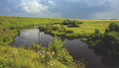Summer landscape with river