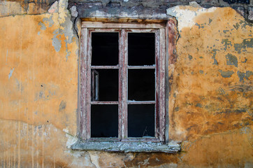 old window without glass, vintage